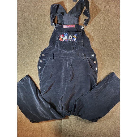 Mickey Unlimited Denim - Vintage Mickey Unlimited Size Large Black Velvet Overalls Read Flaw